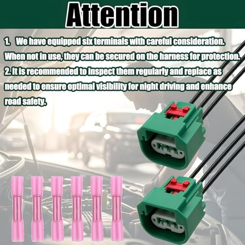 2PCS Headlight Connector Wiring Harness with 6 Terminals Replace