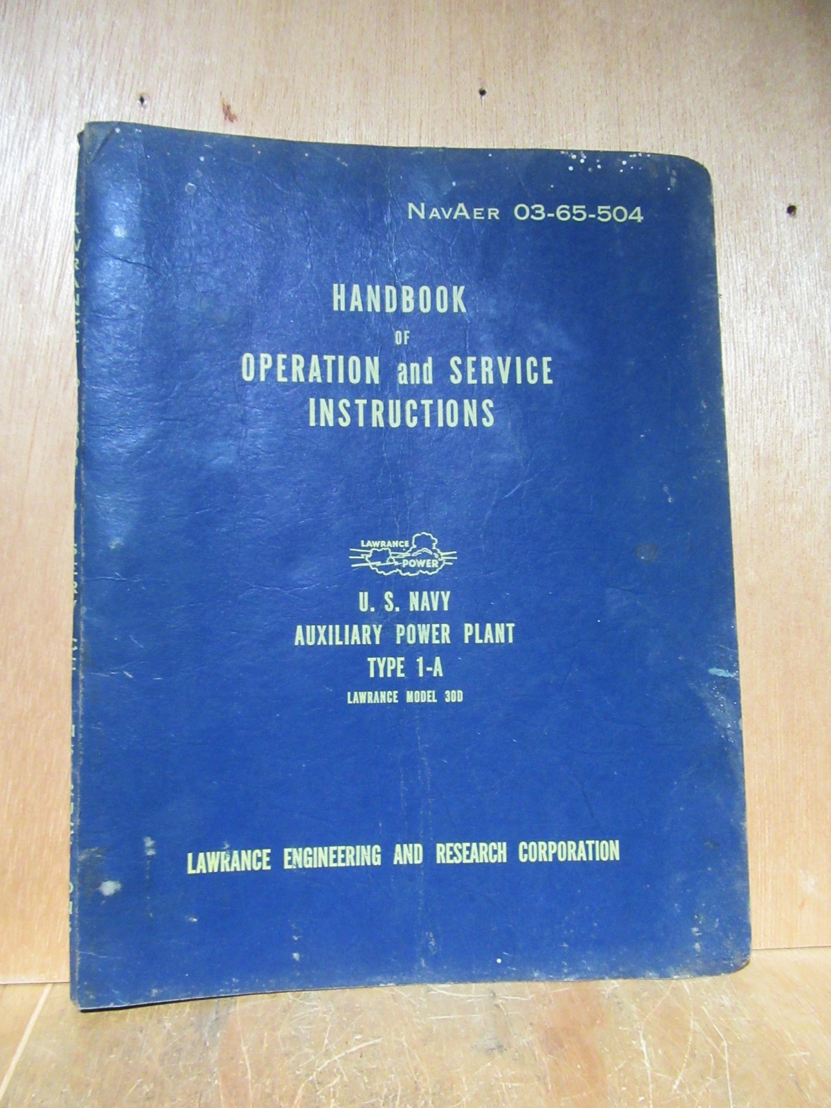Lawrance Auxiliary Power Plant Model 30D Operation & Service Instruction Manual