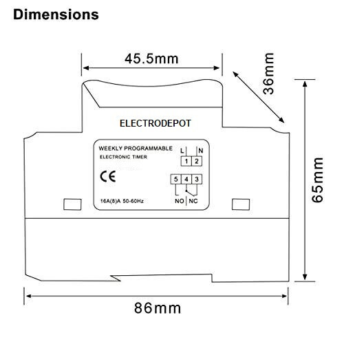 DIN Programmable 24H 7DayTimer 110V 120V 220V Time Relay Switch, Battery Backup