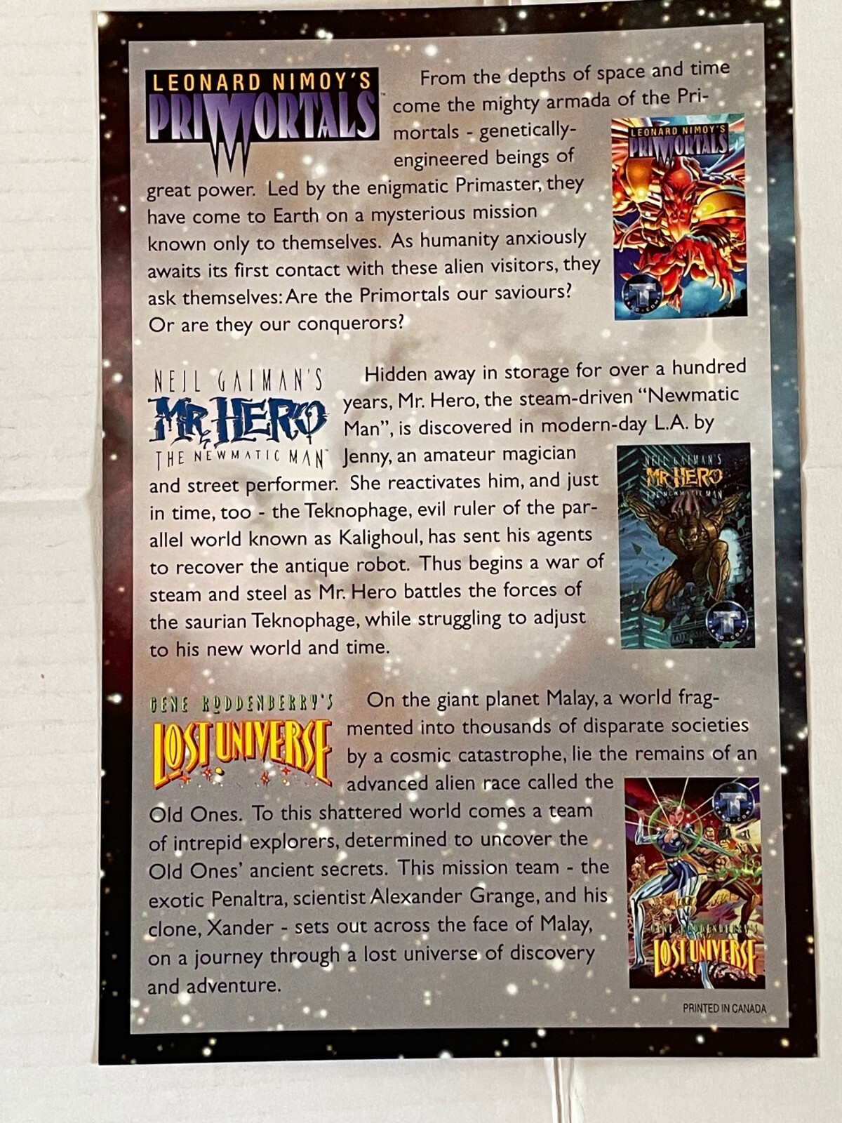 Tekno Comix 1995 Promo Print #0 1995 + Card & Letter