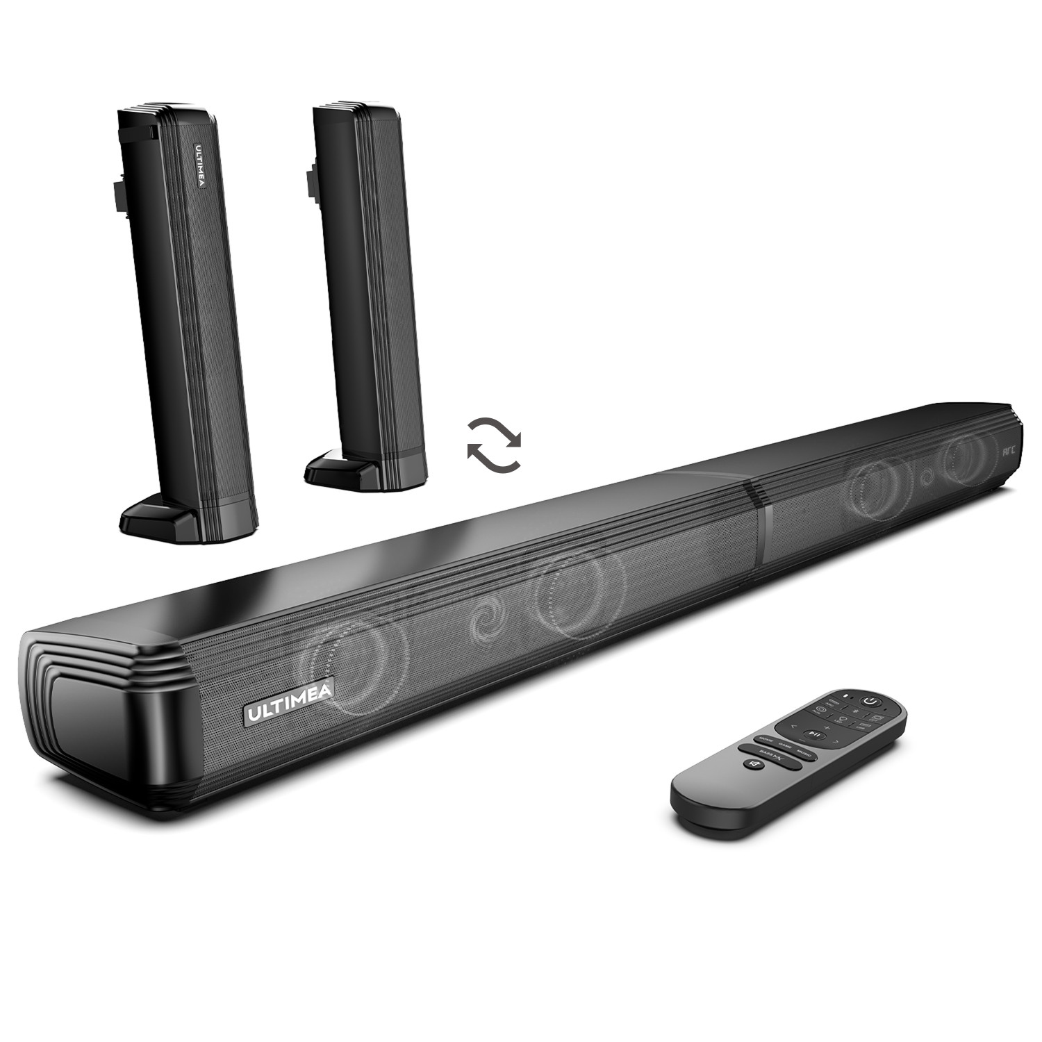 ULTIMEA Apollo S40 2.2 2-in-1 Detachable Sound Bar for TV, Bass Adjustable, 100W
