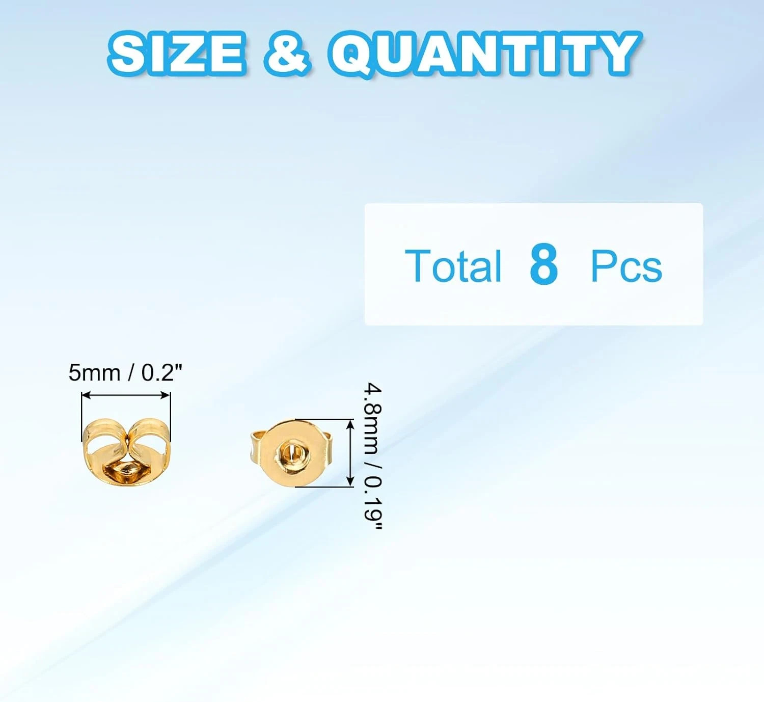 8 Pcs 14K Gold Earring Backs Replacement Ear Locking for Stud Earrings Heavy Dr