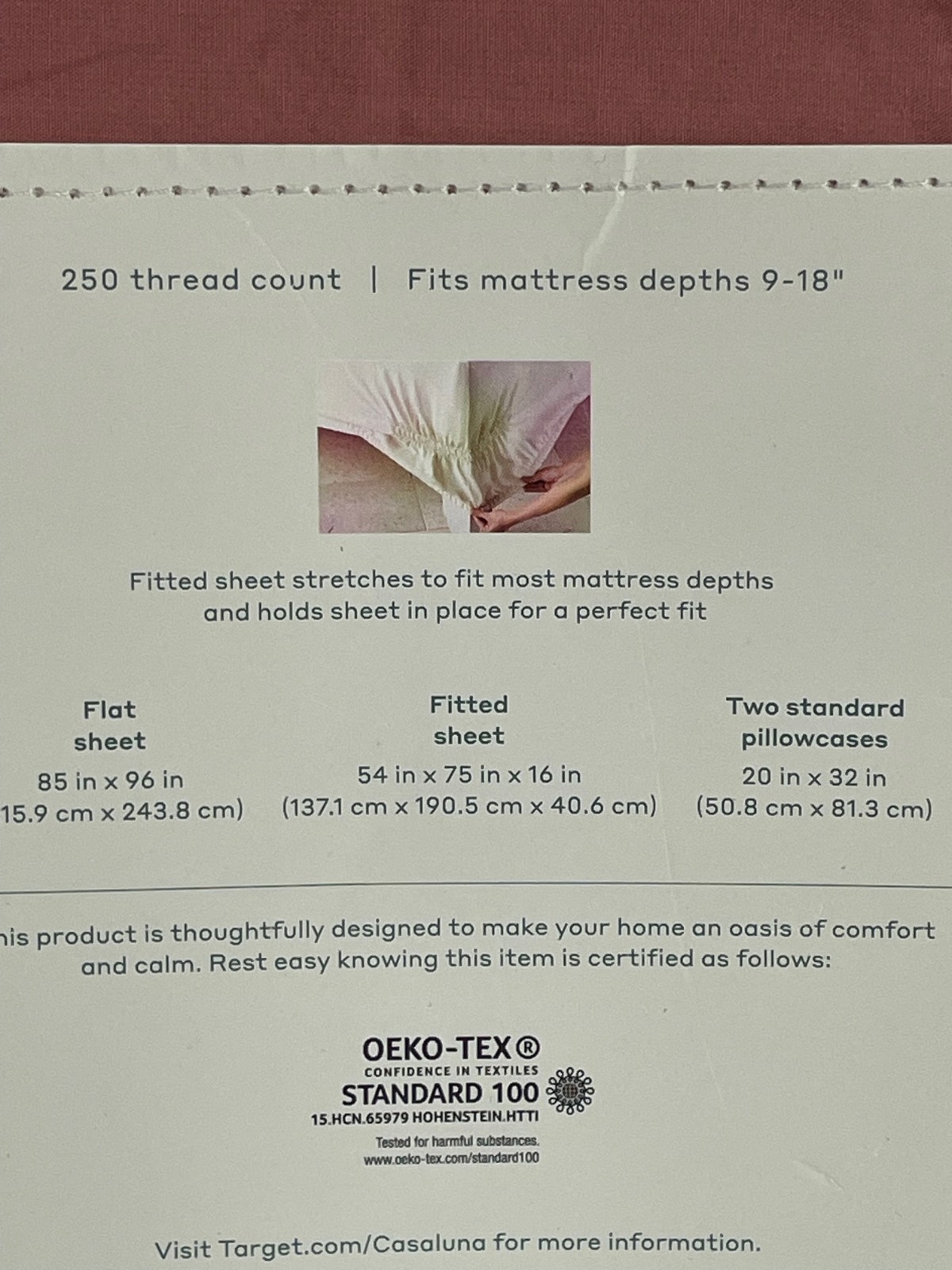 Casaluna Supima Percale Sheet Set Full Modern Rose 250 TC