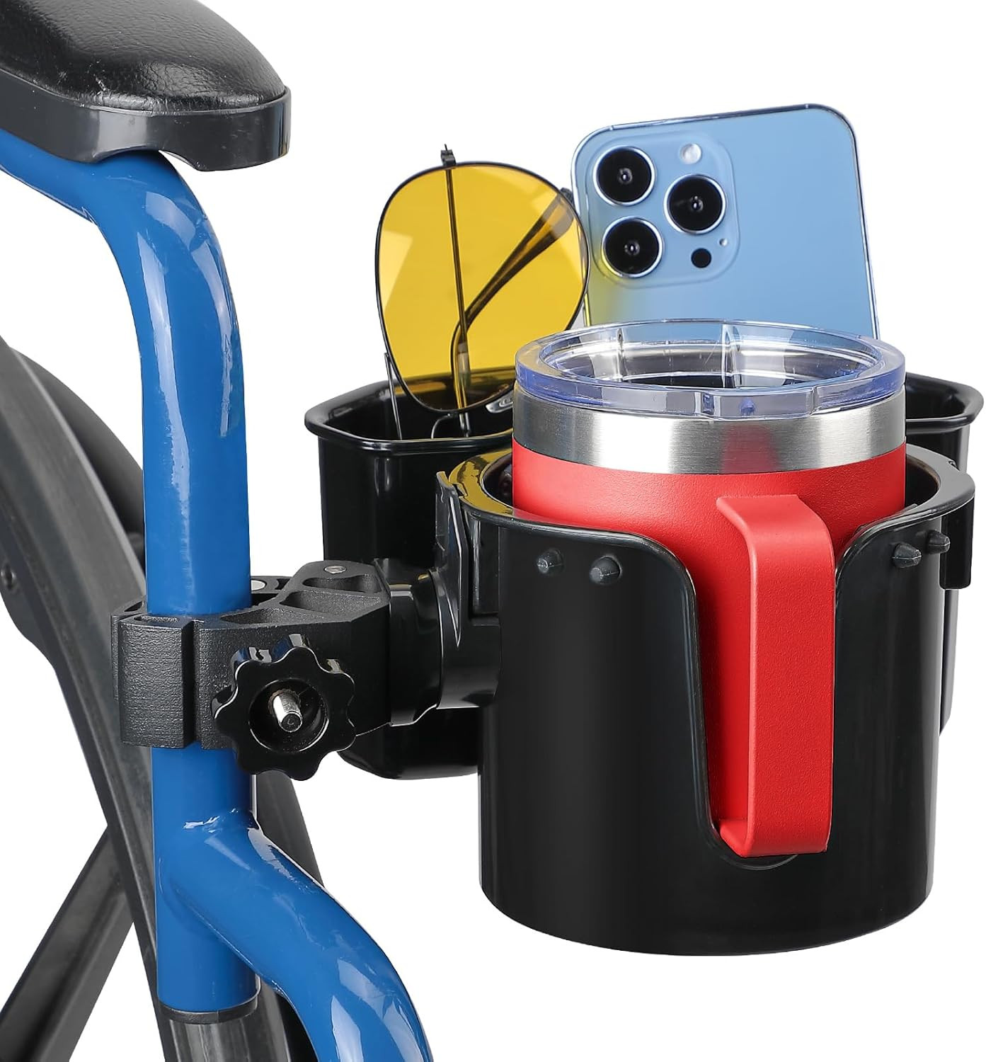 Wheelchair Cup Holder, 2-In-1 Walker Cup Holder with 6.4'' Large Storage Box, Dr