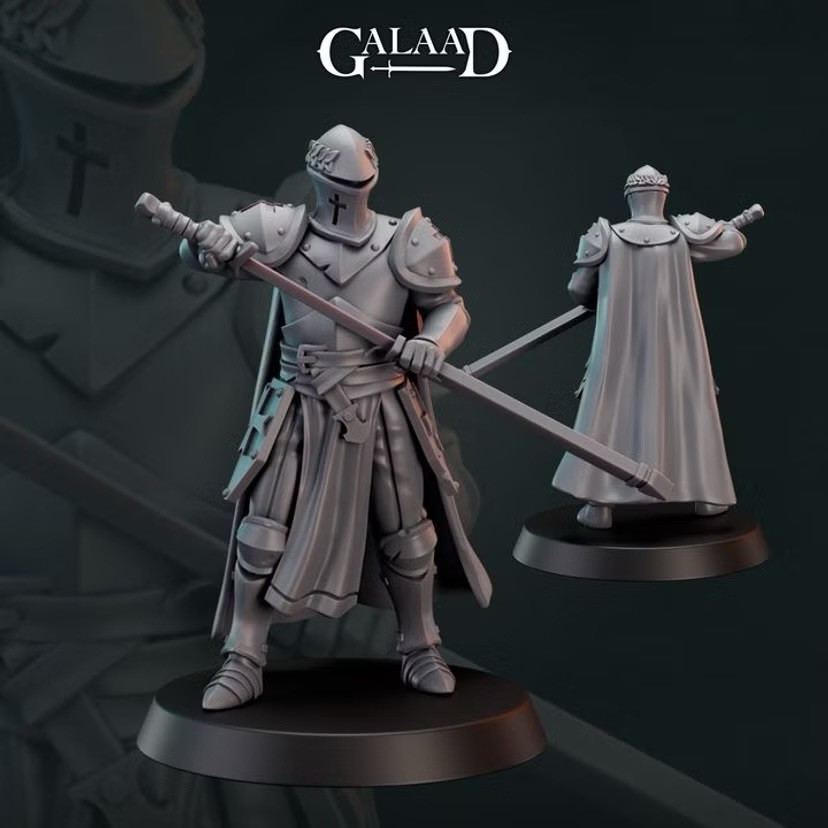 Knight Drawing Sword, Galaad Miniatures, DND, Knight Paladin
