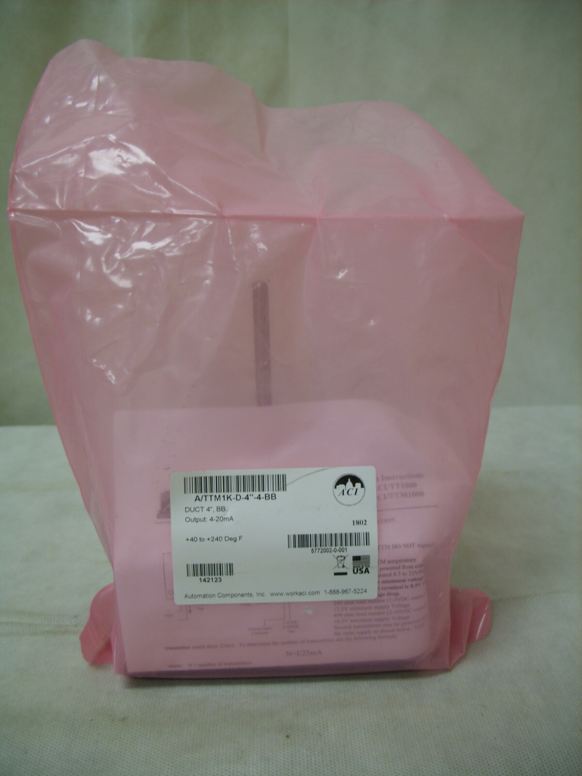 Automation Components Inc - ACI A/TTM1K-D-4-4-BB Duct Temperature Transmitter