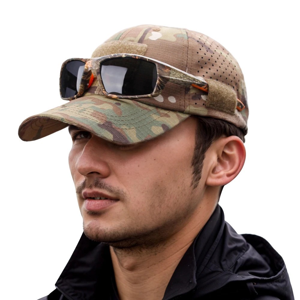 Tactical Camo Military Cap w/ Eyewear Holder Patch Outdoor Fishing Hunting Hat