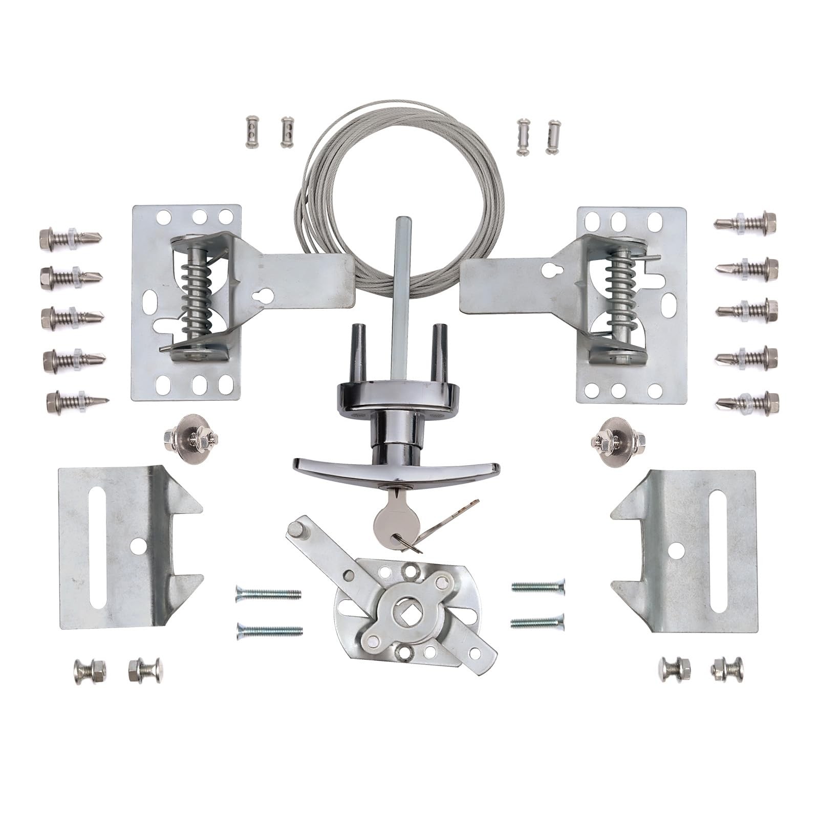 Garage Door Lock Kit with Spring Latch （Including All Hardware） Silver