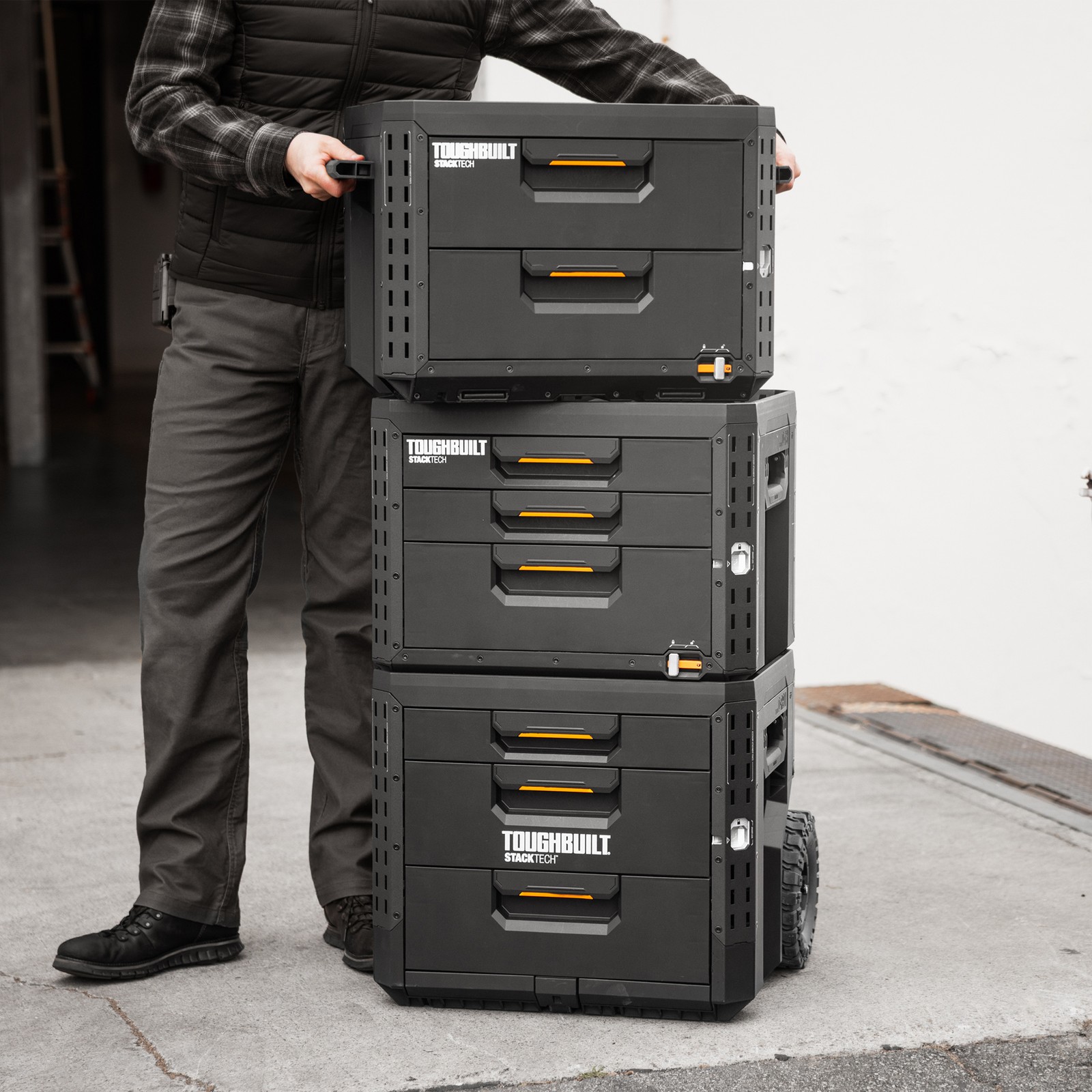 ToughBuilt StackTech 3-Drawer Locking Box, Plastic Storage Tool & Gear Organizer