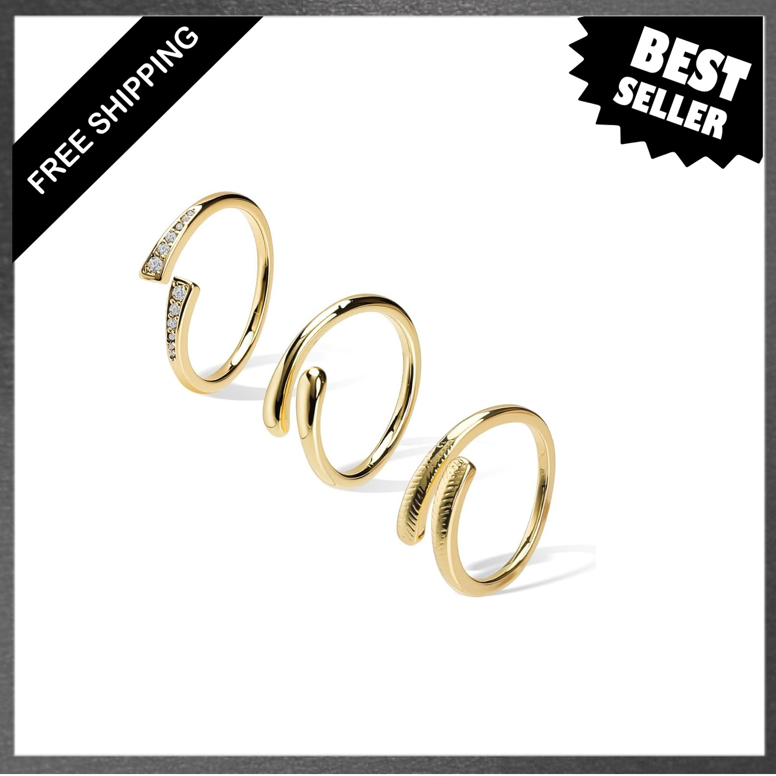 3Pcs Women's Toe Rings Gold Silver Adjustable Non Tarnish CZ Dainty Summer Beach