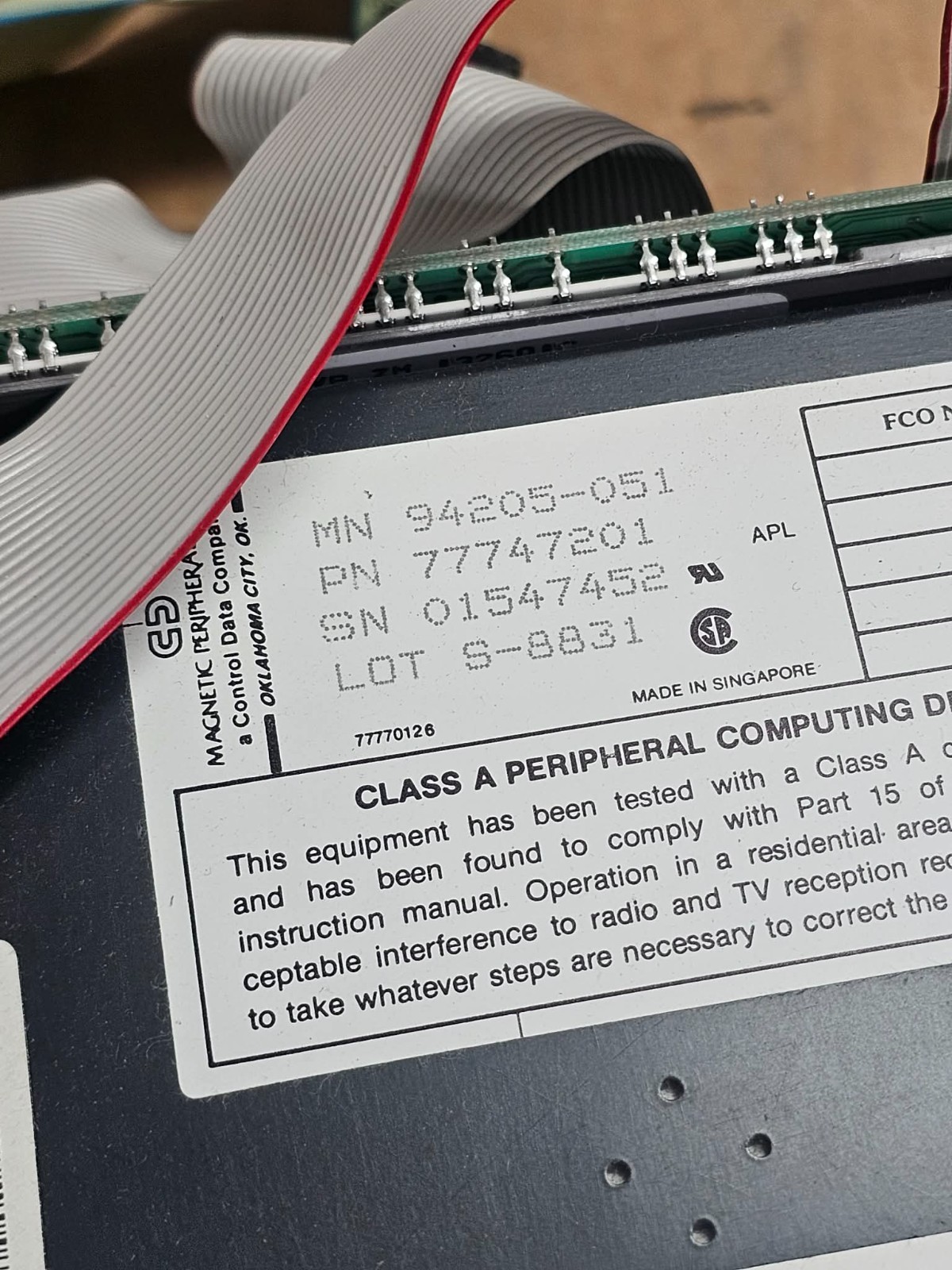 Vintage AT&T 6300 Computer MFM CONTROL DATA 43MB Floppy Drive, Controller & Cage