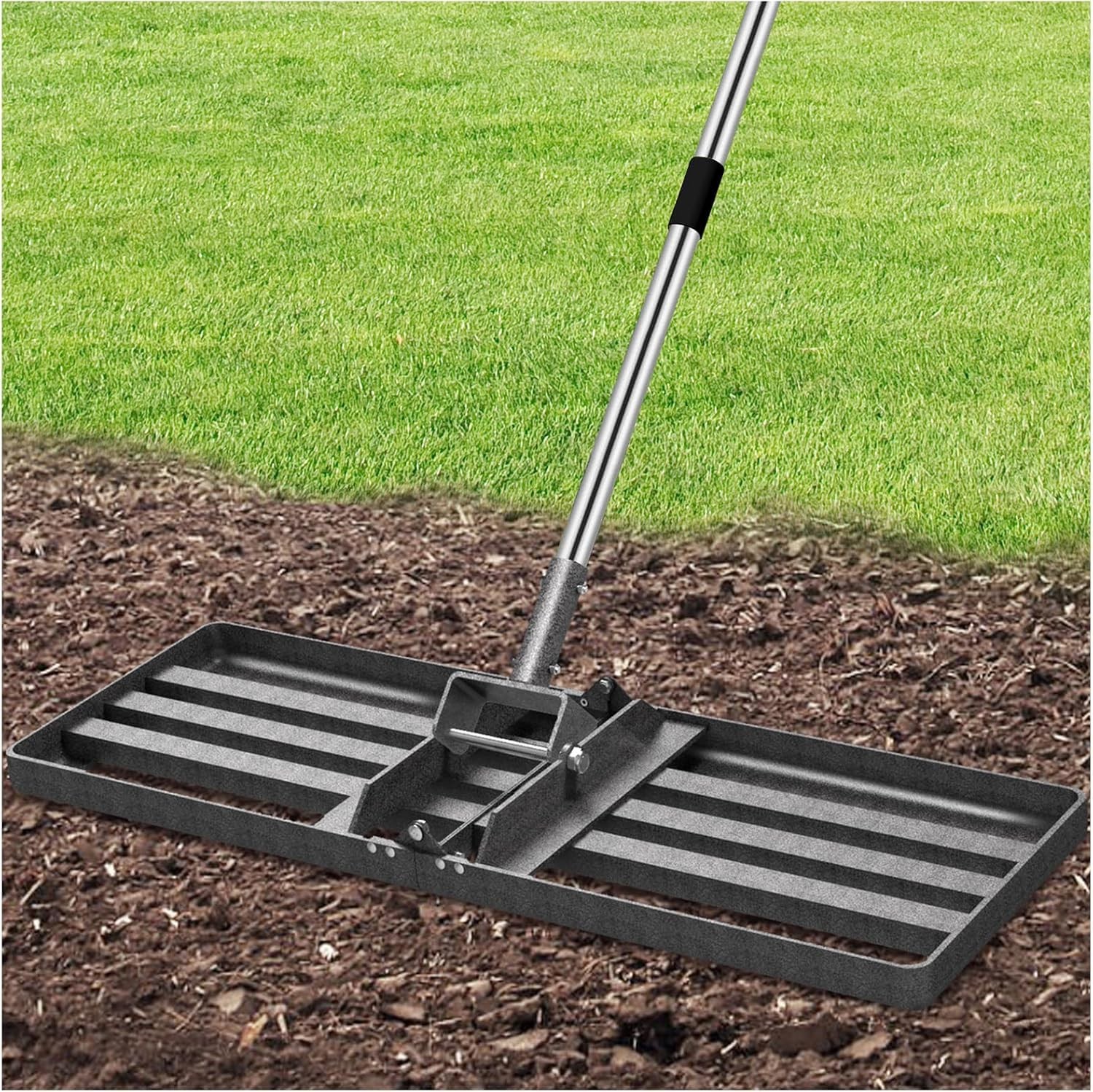 Heavy-Duty Lawn Leveling Rake 30x10 inch - 74inch - Stainless Steel Handle