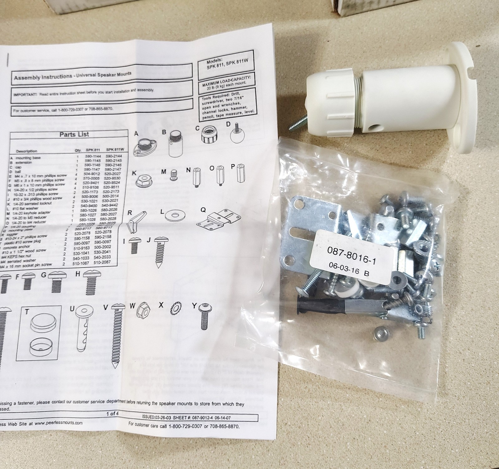 Peerless SPK811W Speaker Mounts Ceiling, Wall White- 20Lb - PAIR