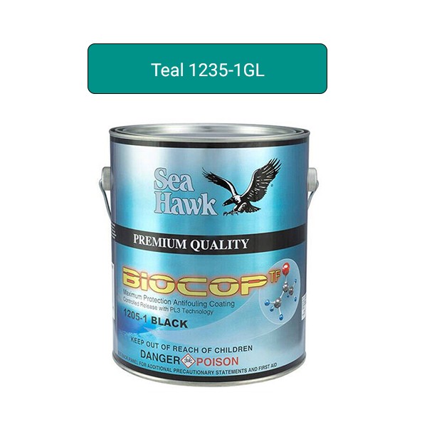 Sea Hawk Biocop TF Teal Antifouling Ablative Bottom Paint Gallon 1235-1GL