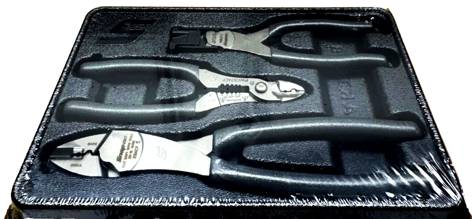 NEW* SNAP ON TOOLS PLWIREKIT DT 3pc *TITANIUM* Soft Grip Wire Service Pliers Set