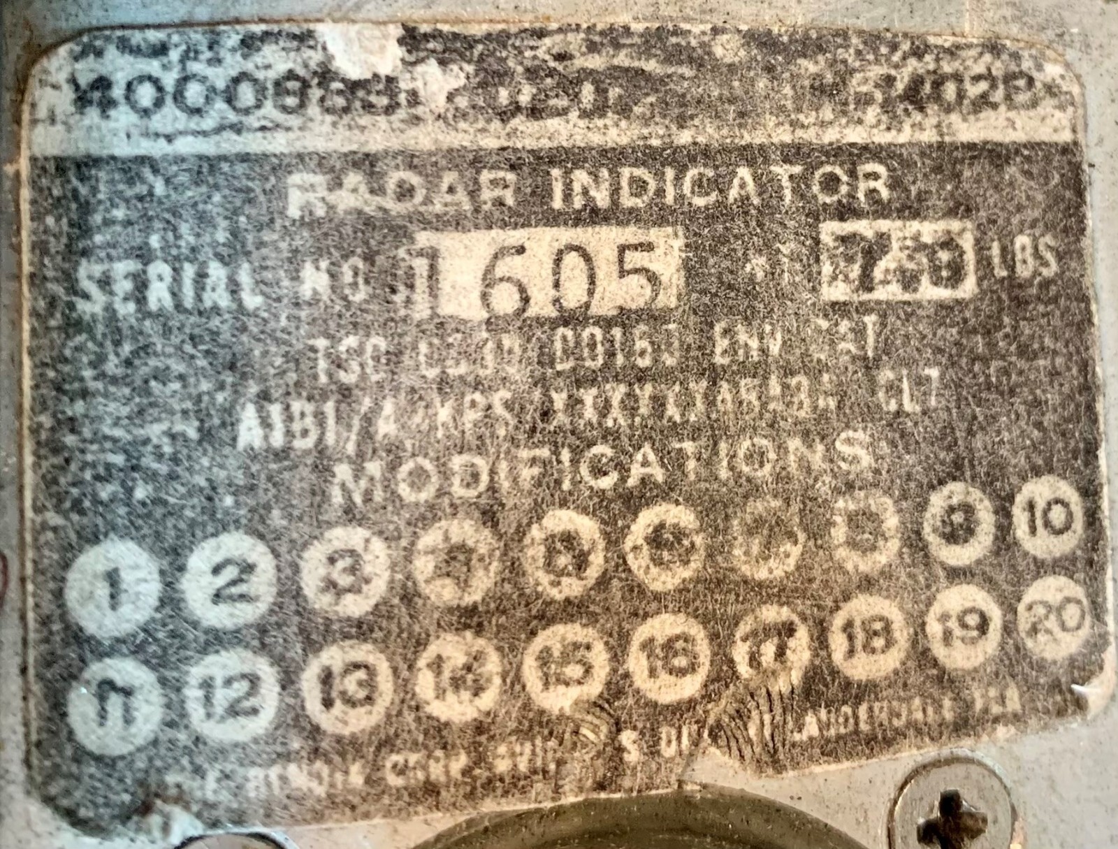 Radar Indicator IN1402B 4000833-0207 Removed Working