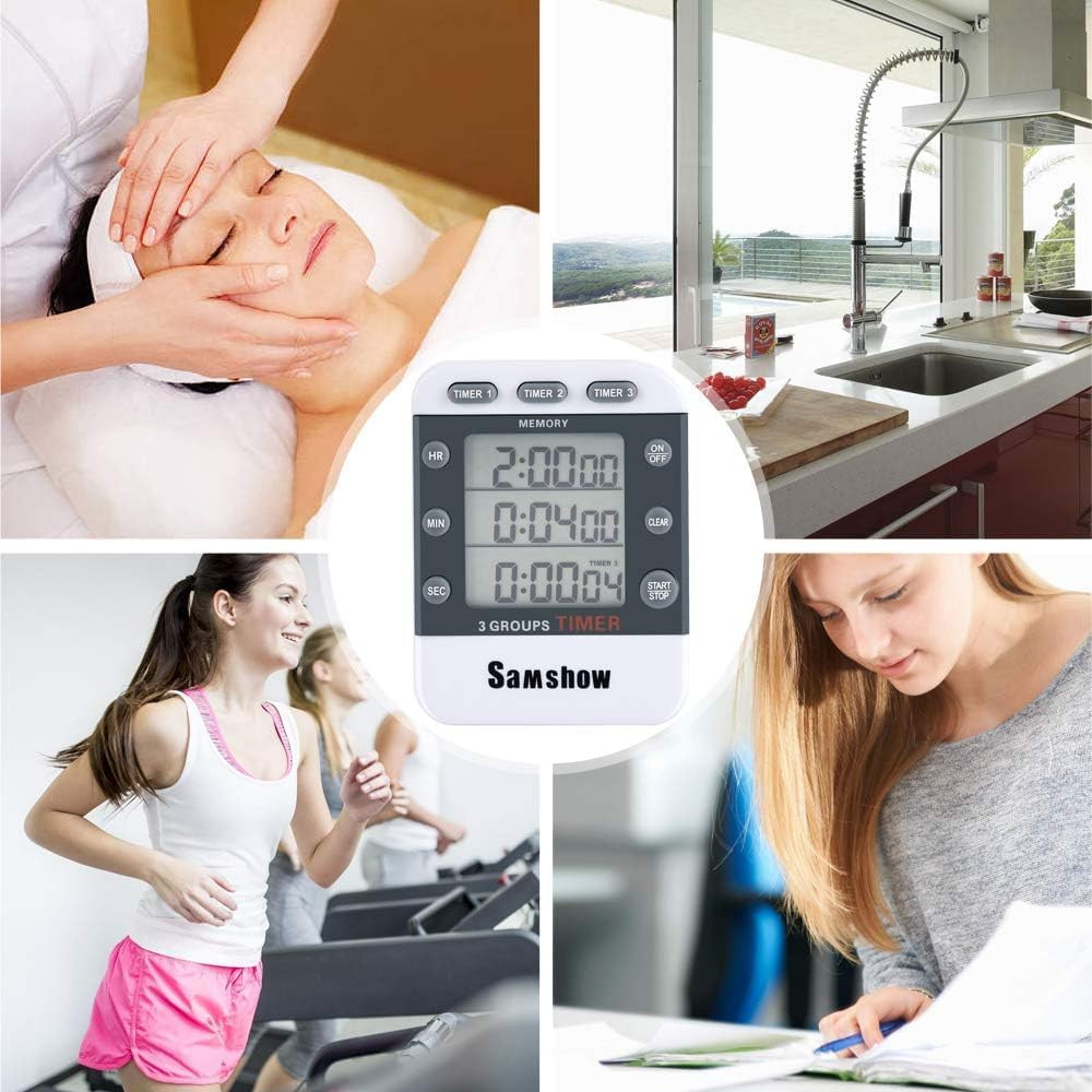 Digital Kitchen Timer Dual Timers 3 Channels Count Up/Down Cooking Timer Large