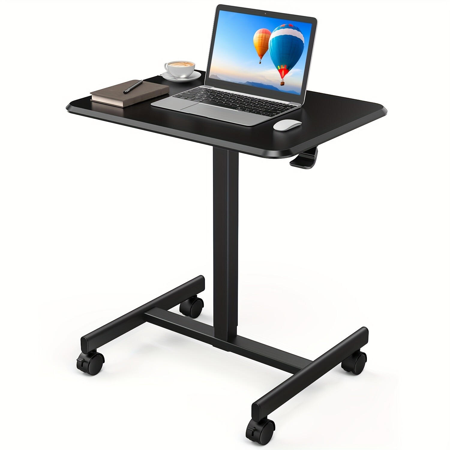 Mobile Rolling Standing Desk Overbed Table, Podium with Wheels, Adjustable Table