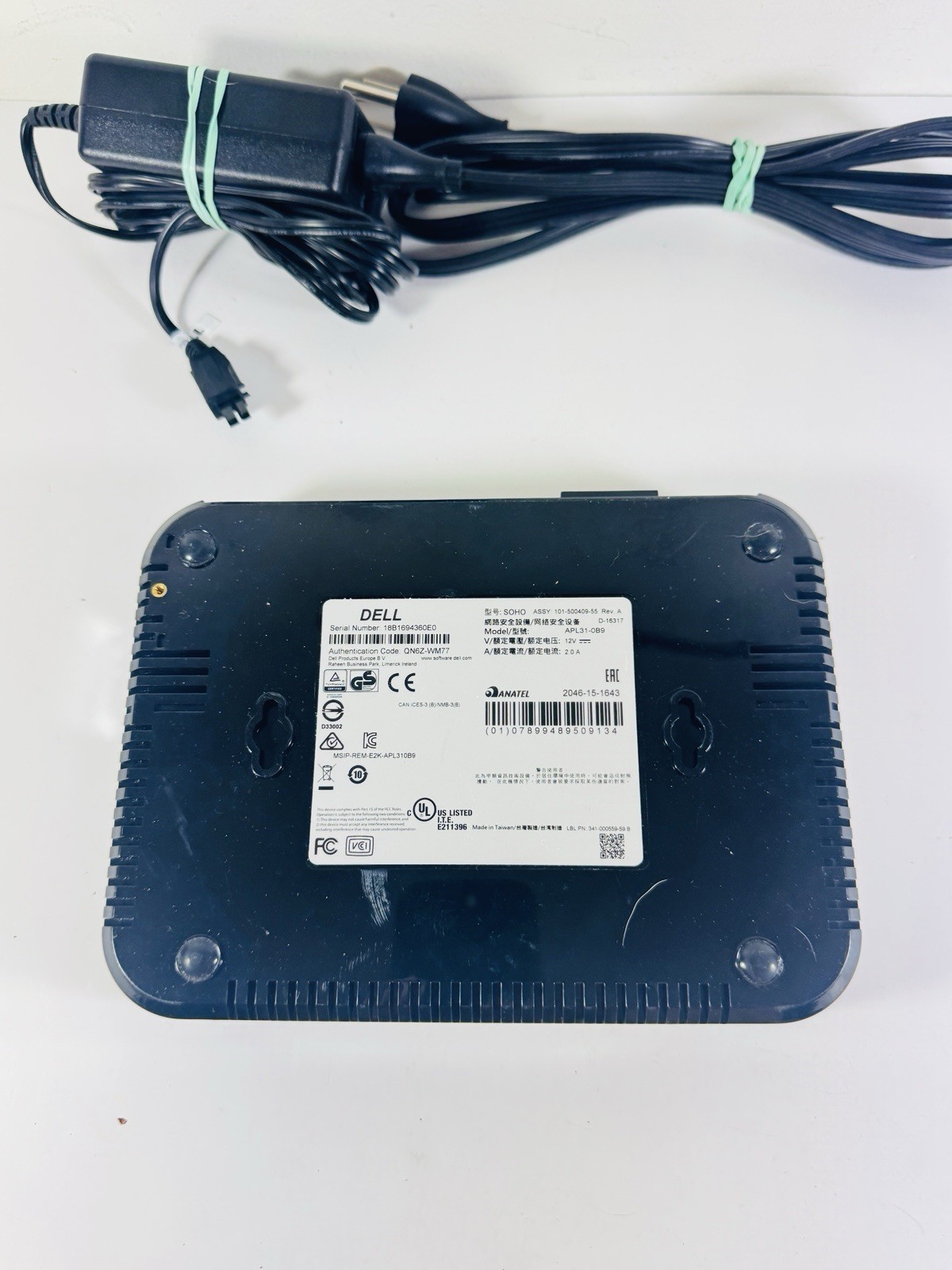 DELL Sonic Wall Soho APL31-0B9, Network Security Firewall With Cord EL6