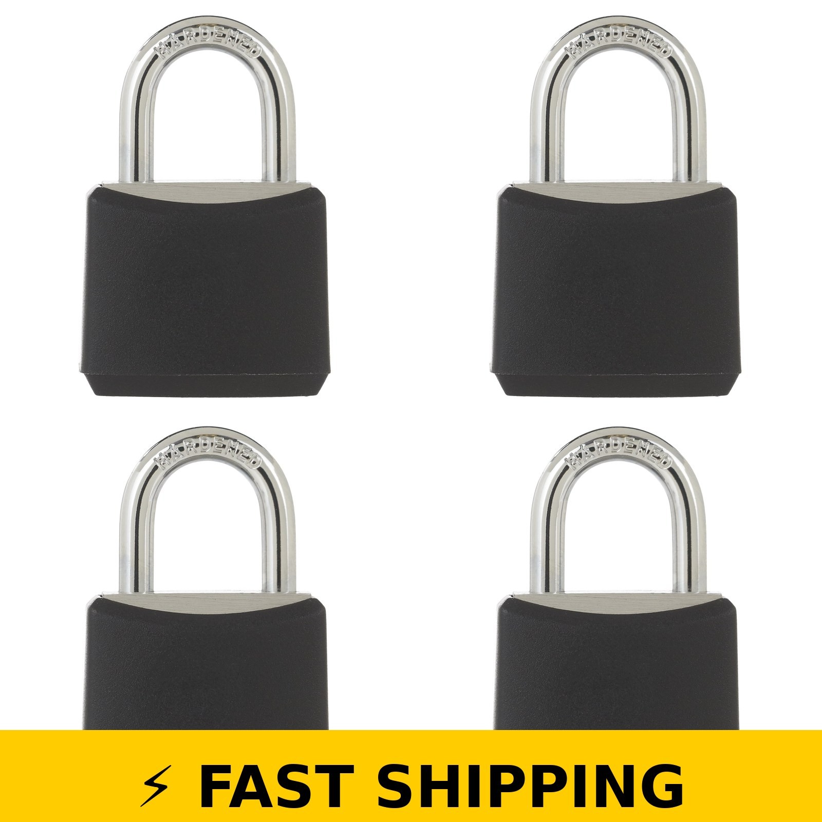 Hyper Tough 20mm Keyed Padlock with .4-in Shackle, 4-Pack