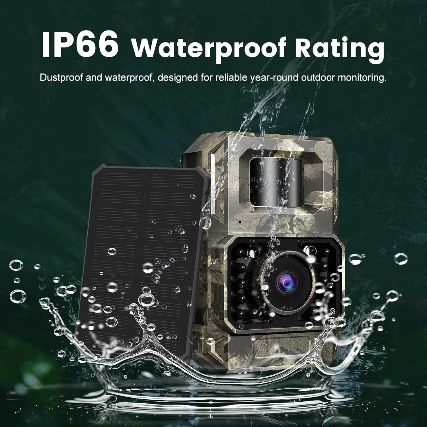 Solar WiFi Trail Camera Bluetooth Game Camera, 4K 64MP Wildlife Cameras 2000m...
