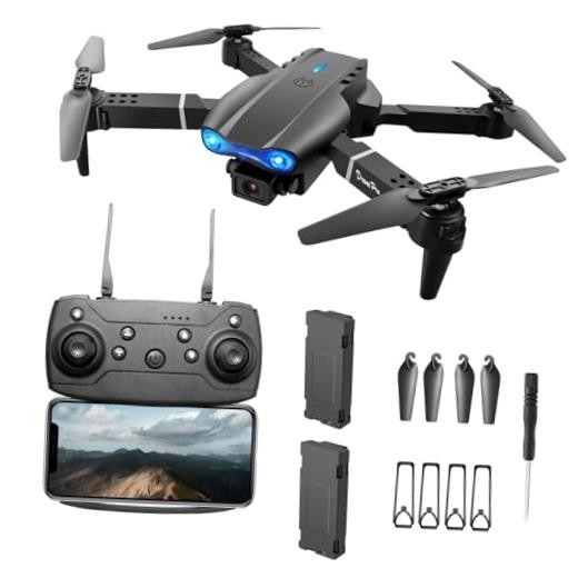 FPV Drone with 1080P Dual HD Cameras Upgraded Version RC Quadcopter E99Black