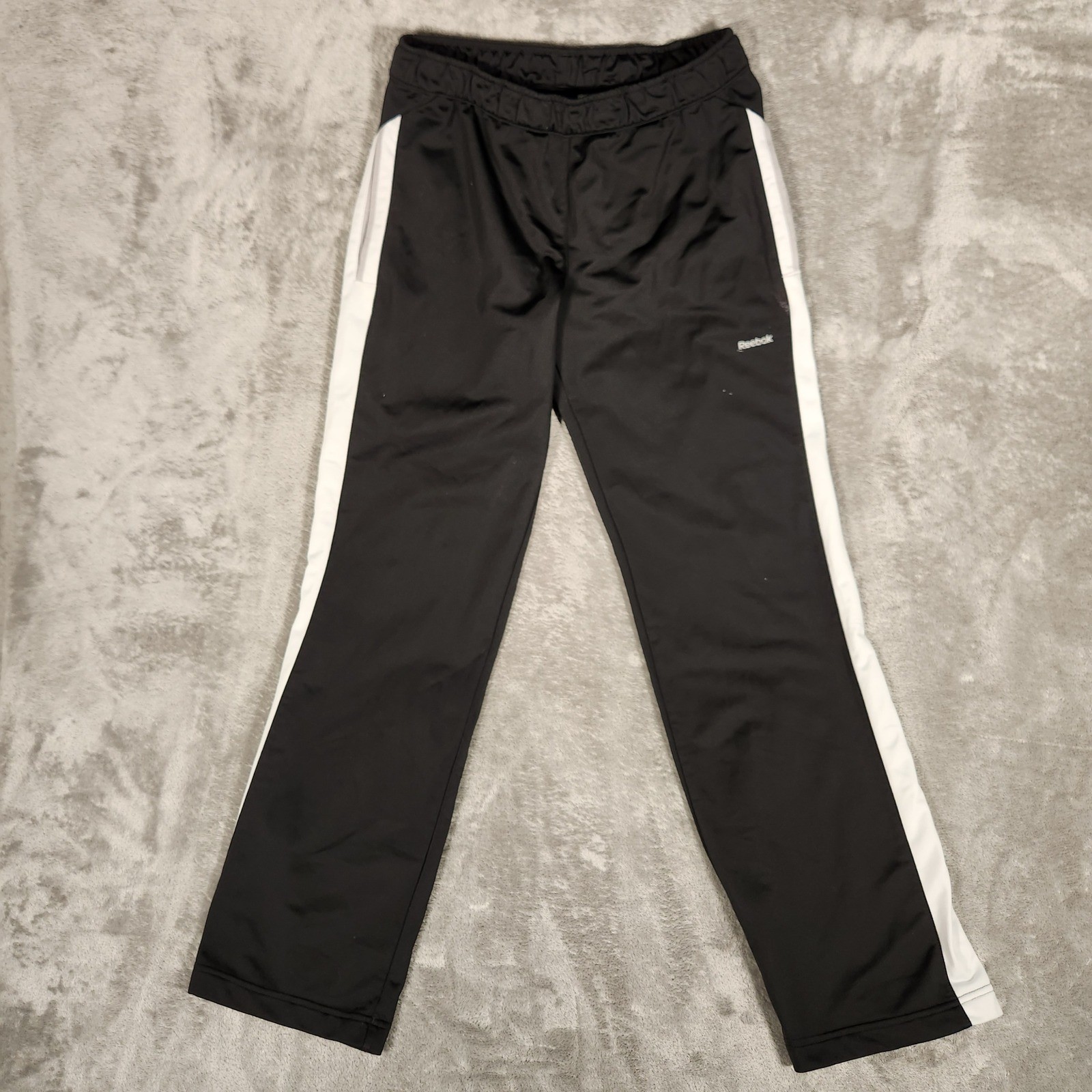 Reebok Track Pants Mens Medium Black Excellent White Stripe W44183 AV1501