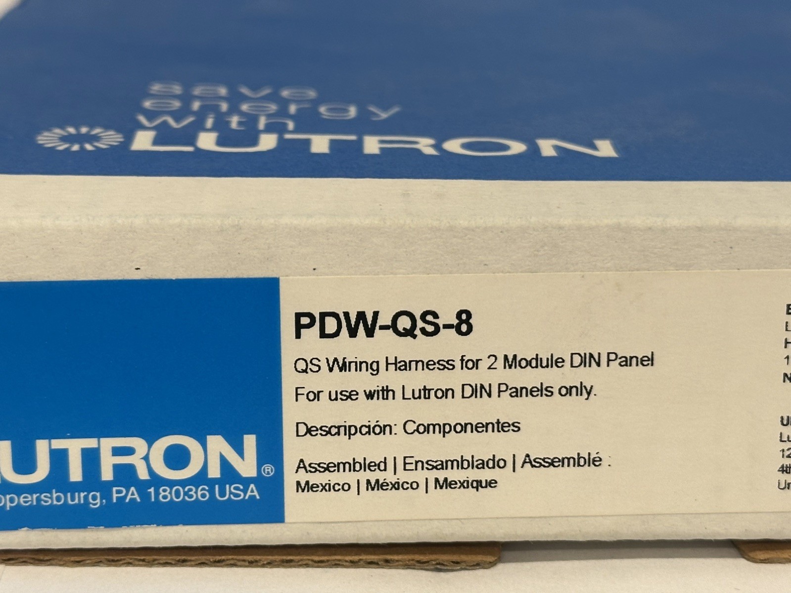 Lutron PDW-QS-8 QS Wiring Harness For 2 Modules DIN panel