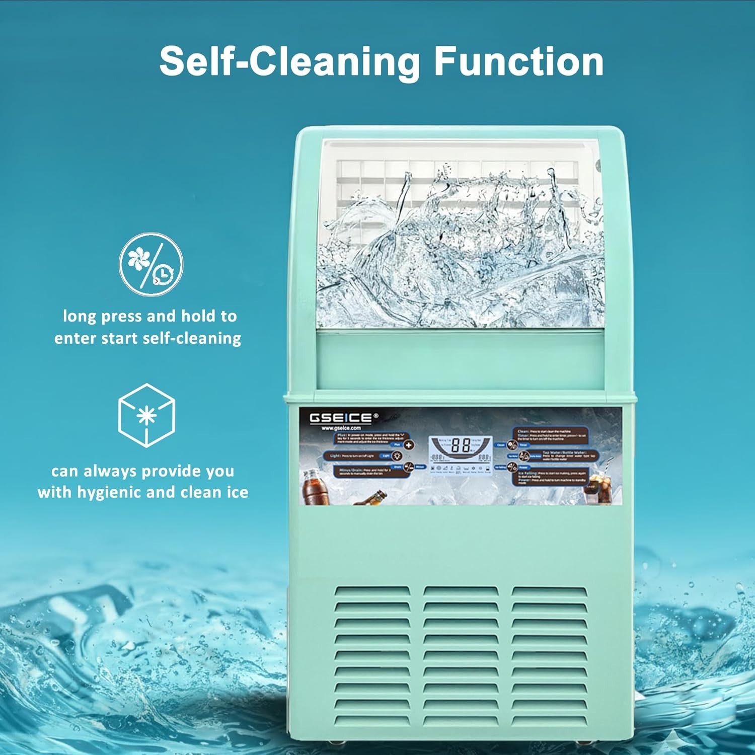 Commercial Ice Maker Machine, 100lbs/24H Ice Machine with 20lbs Storage Bin, ...