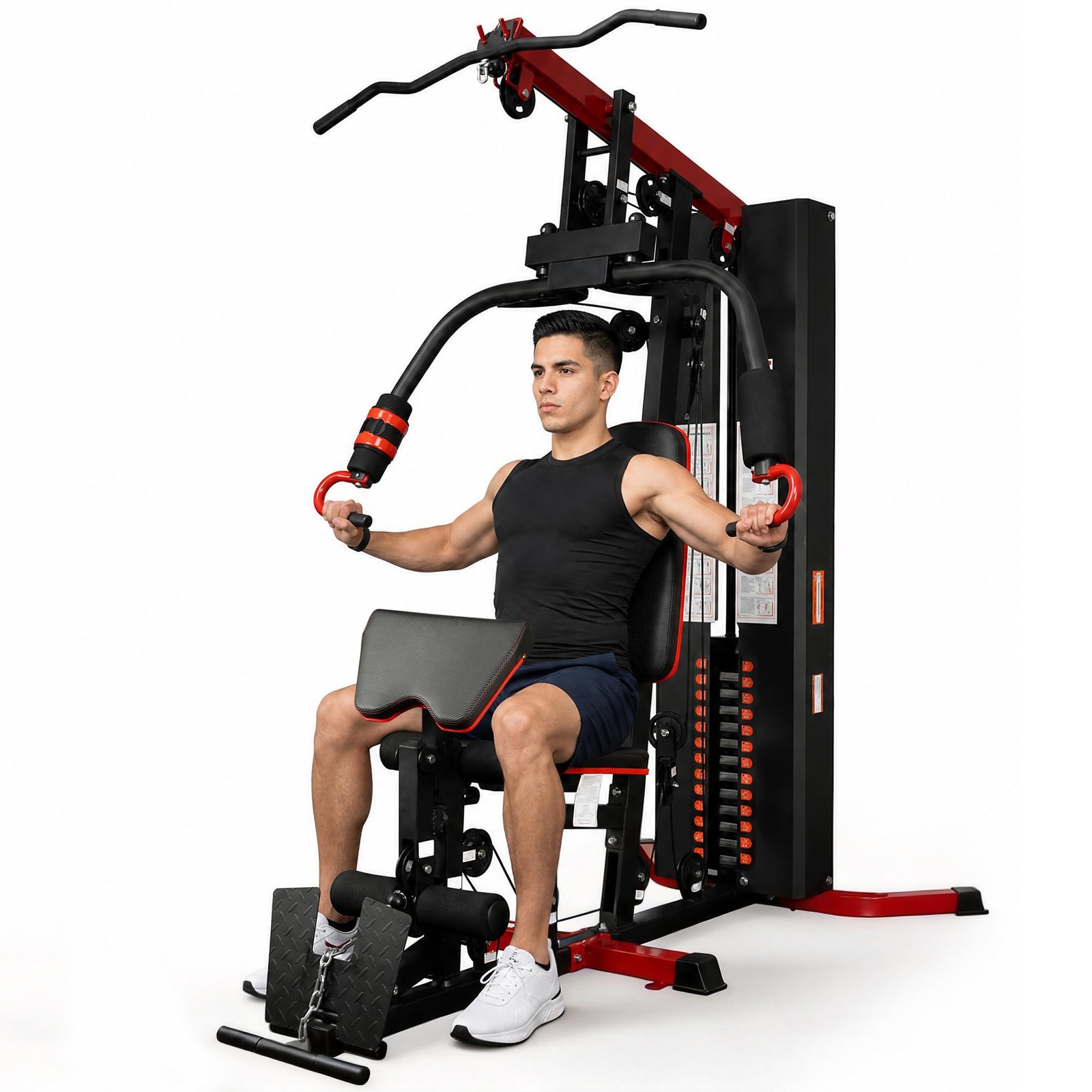 Home Gym System 160 lbs Weight Stack Full Body Workout Machine Leg Press Pulley
