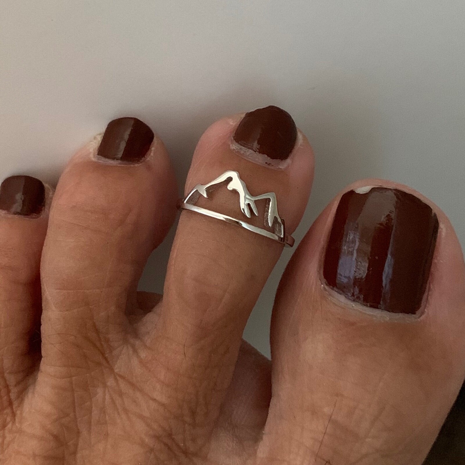 Sterling Silver Mountain Toe Ring, Silver Rings, Rock Ring, Hiking Ring