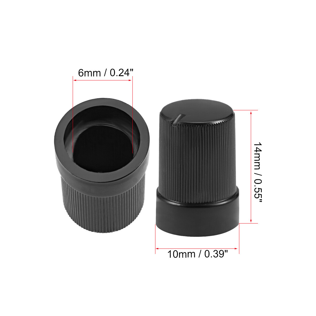 50Pcs 6mm Insert Shaft 10x14mm Plastic Potentiometer Rotary Knob Pots Black