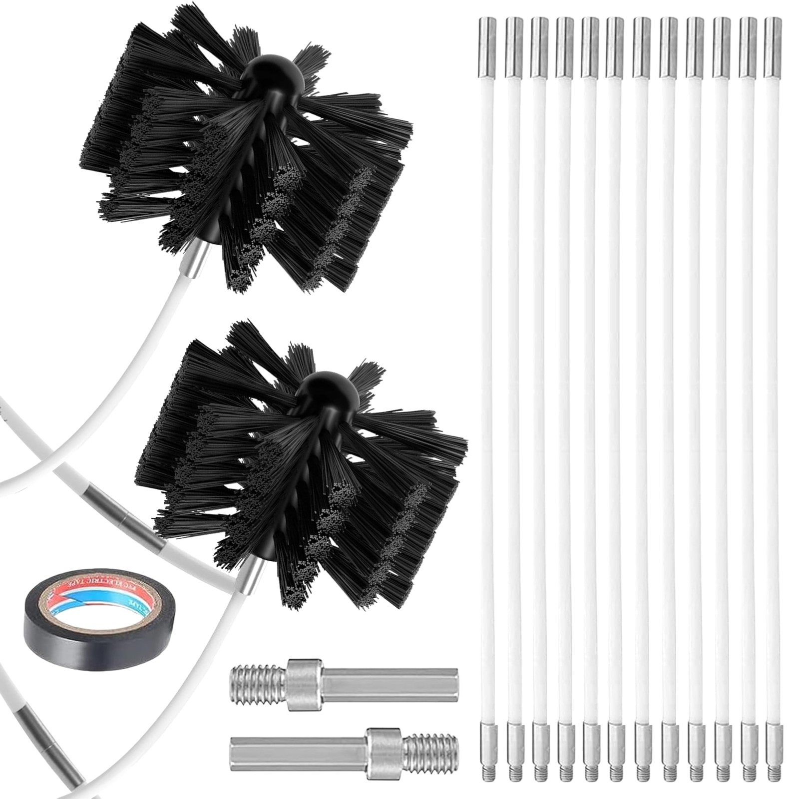 Chimney Sweep Kit Chimney Brush Kit Chimney Cleaning Kit, 16FT Dryer Vent Cle...
