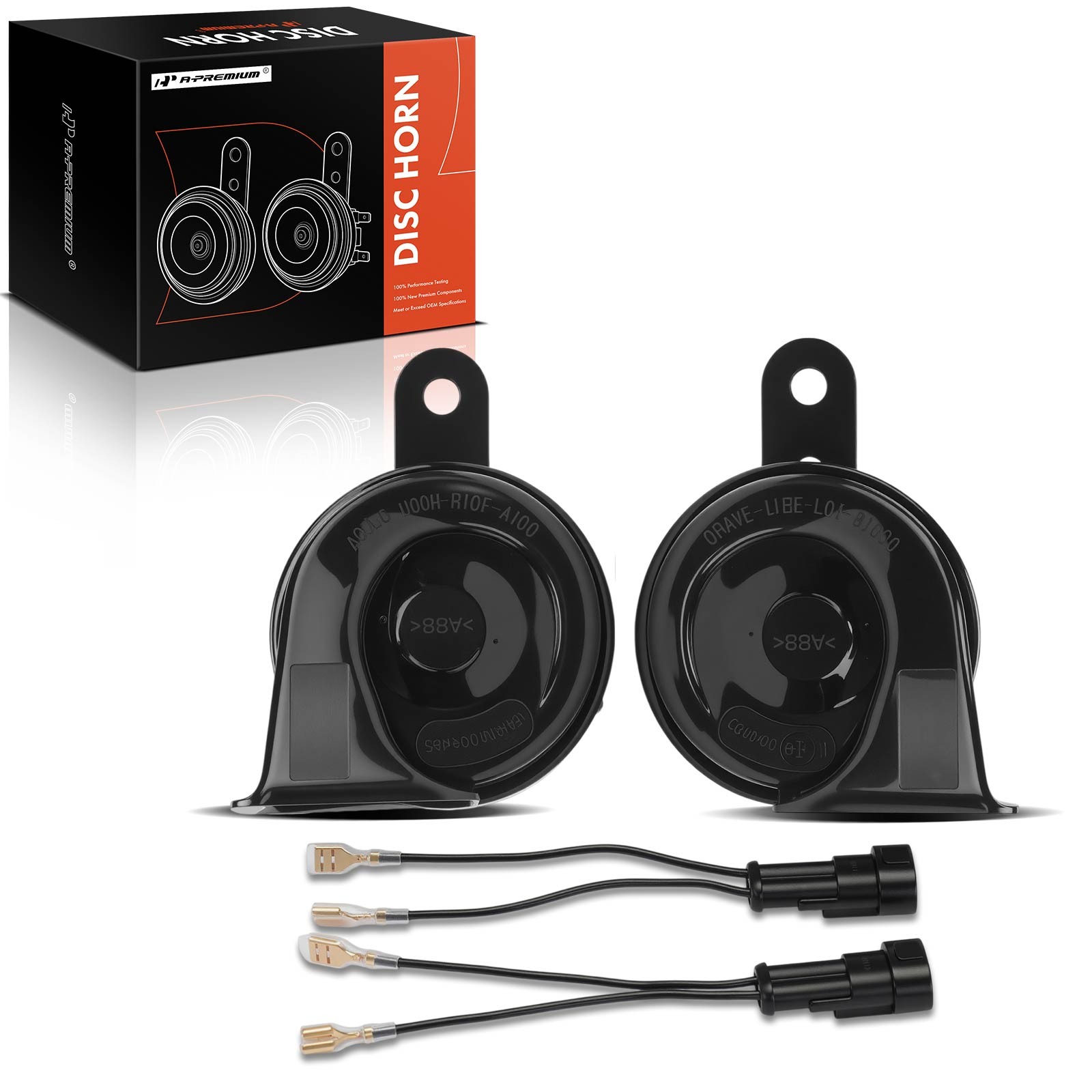 A-Premium 2x 80 mm Black ABS Plastic Snail Horn w/ 2 Wire Connectors for Jaguar