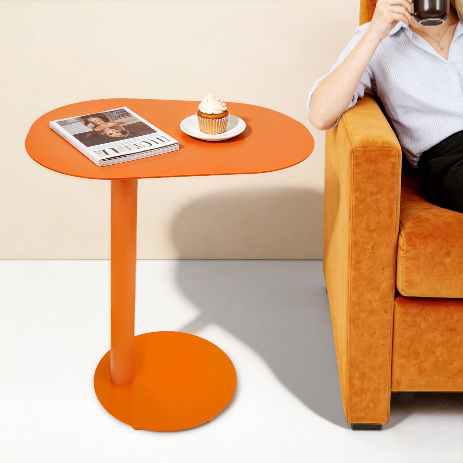 Metal Side Table, Modern Side Table, Modern C-Shaped Side Table