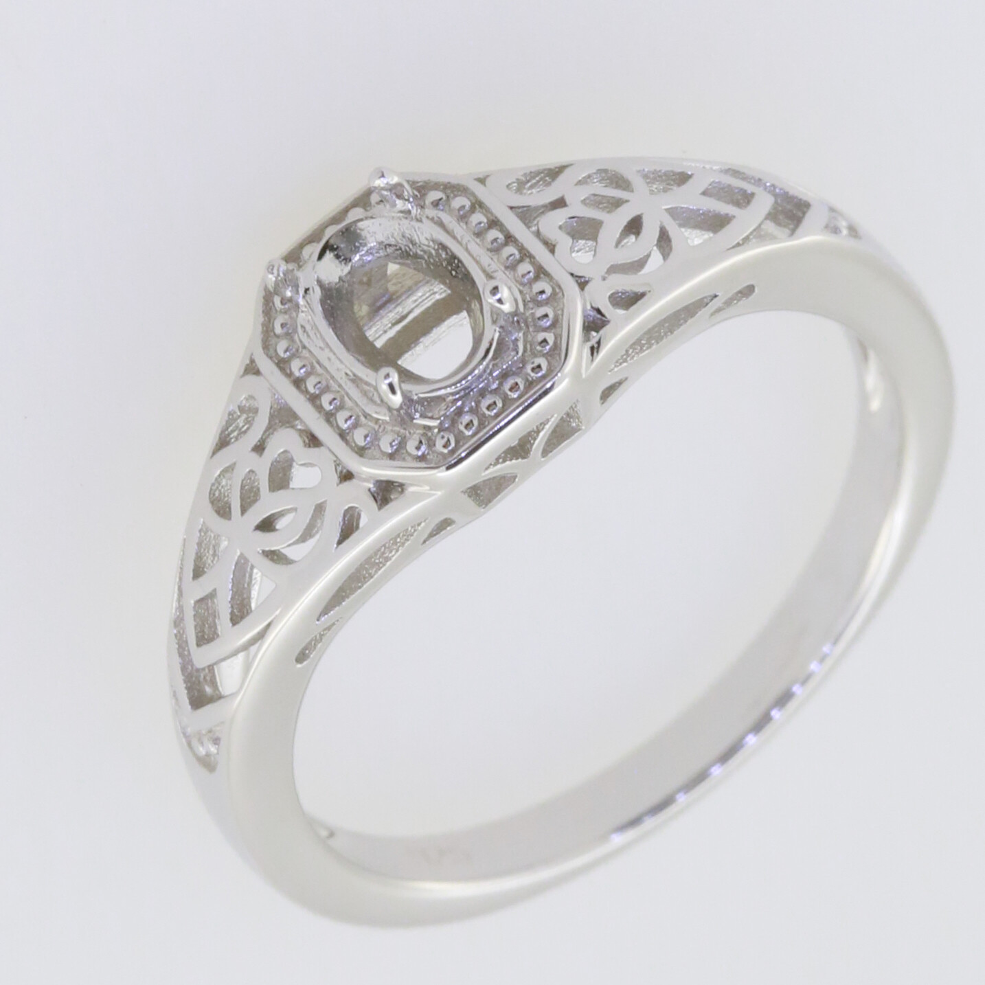 Sterling Silver Semi Mount Ring Setting Oval OV 6x4mm Vintage Repro