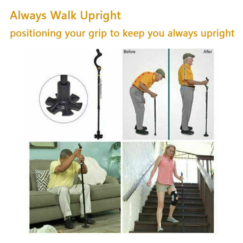 10 Levels Adjustable Collapsible Posture Correcting Cane Foldable Walking Cane