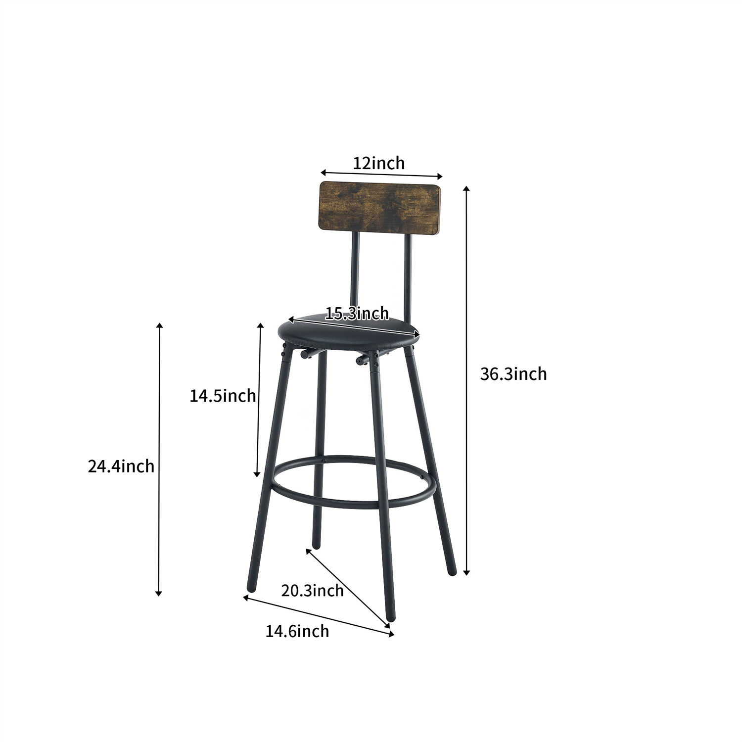 3/5 Piece Bar Table Set Counter Height Kitchen Dining Pub Table with Bar Stools