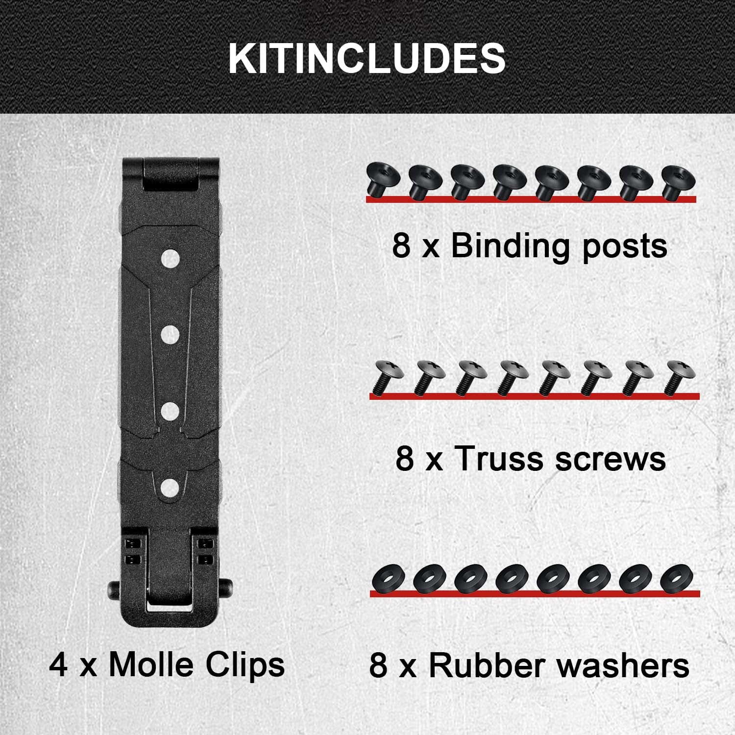 4 Pack Molle Clips, Molle Attachment Clips with Mounting Hardware for Vests, ...