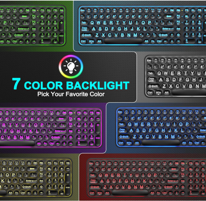 Large Print Backlit Keyboard, Wired USB Lighted Computer Keyboards with 7-Color