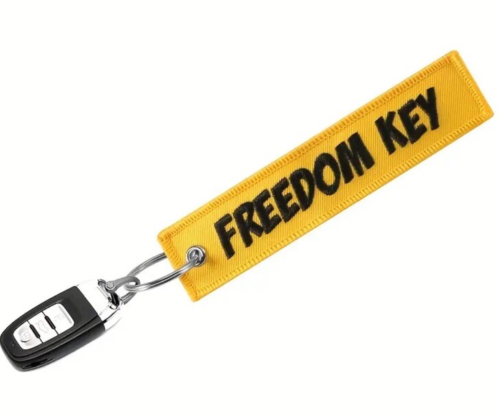 Freedom key yellow Motorcycle Biker Key Ring Jet Tag Keyring Keychain