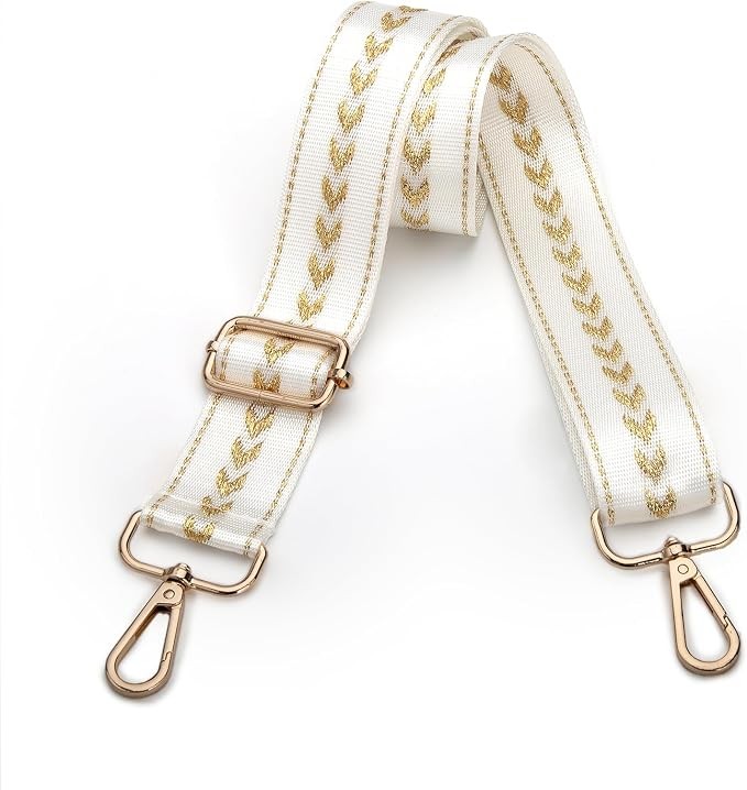 Purse Straps Replacement Crossbody Wide Bag Strap for Purses White Gold Thread