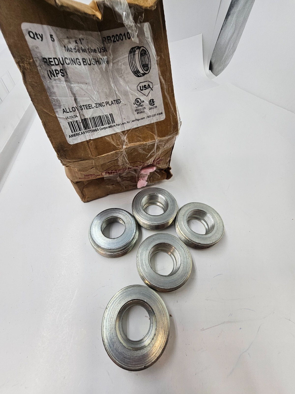Pack Of 5 American Fittings Corp 2" x 1"Reducing Bushing RB200100 Steel Zinc