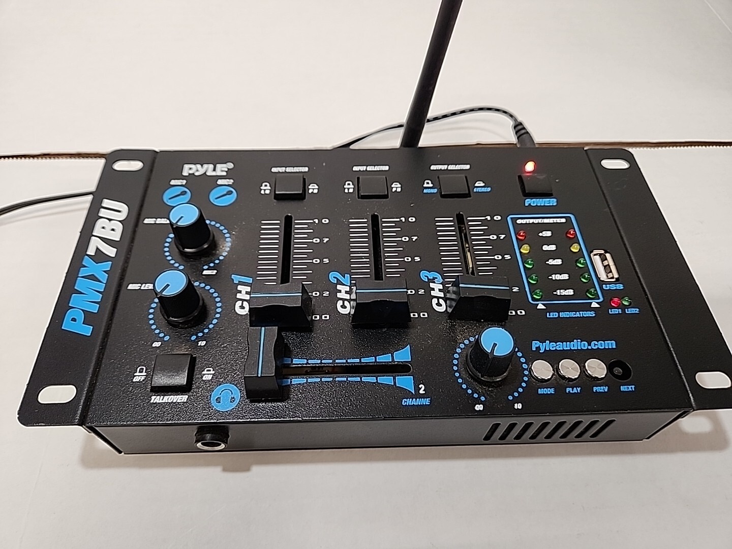 Pyle PMX7BU 3 Channel Bluetooth DJ Sound Board Mixer System No Power Cord