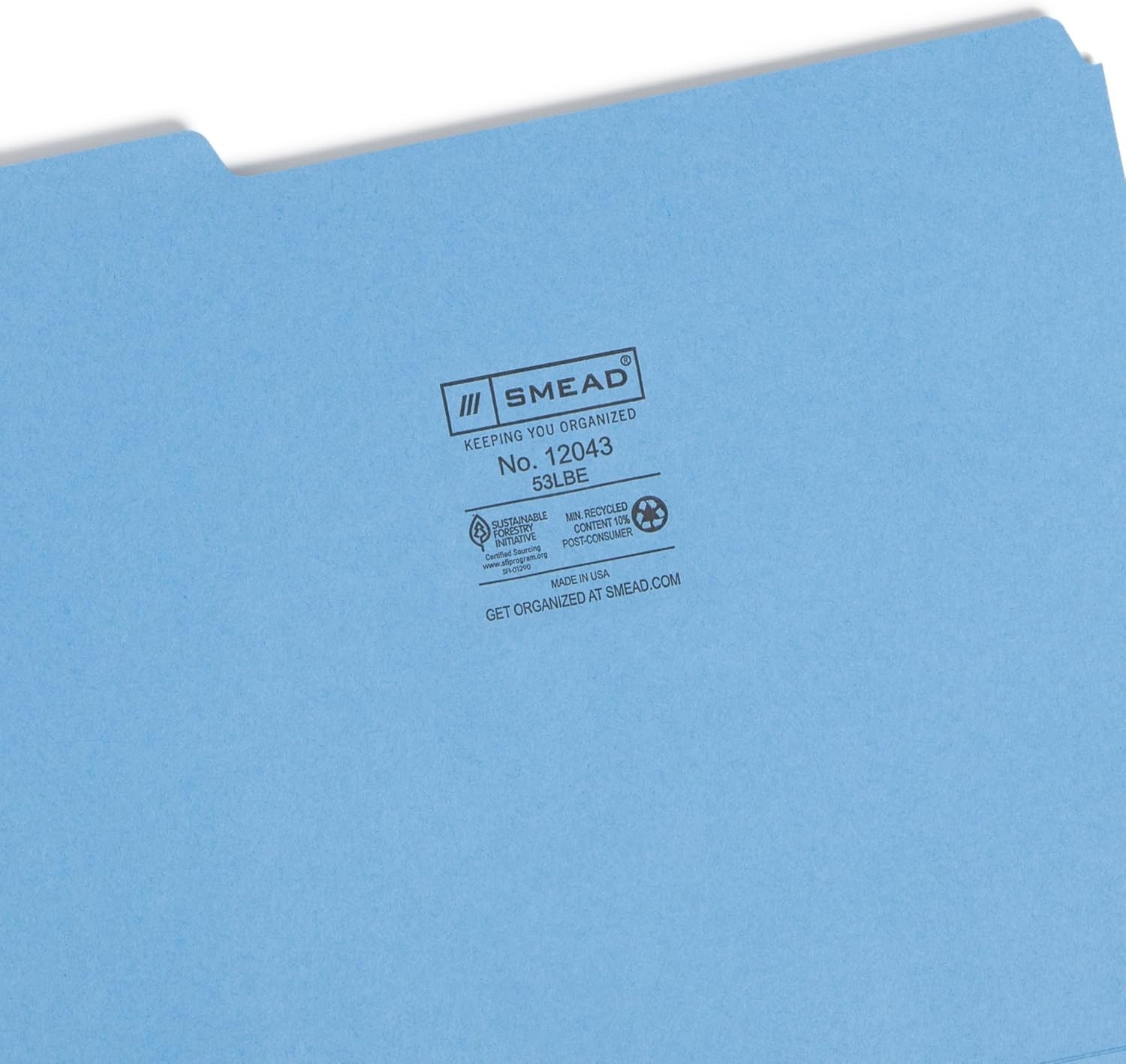 Elevate Organization: Blue 100 Pack 1/3-Cut Tab File Folders, Letter Size