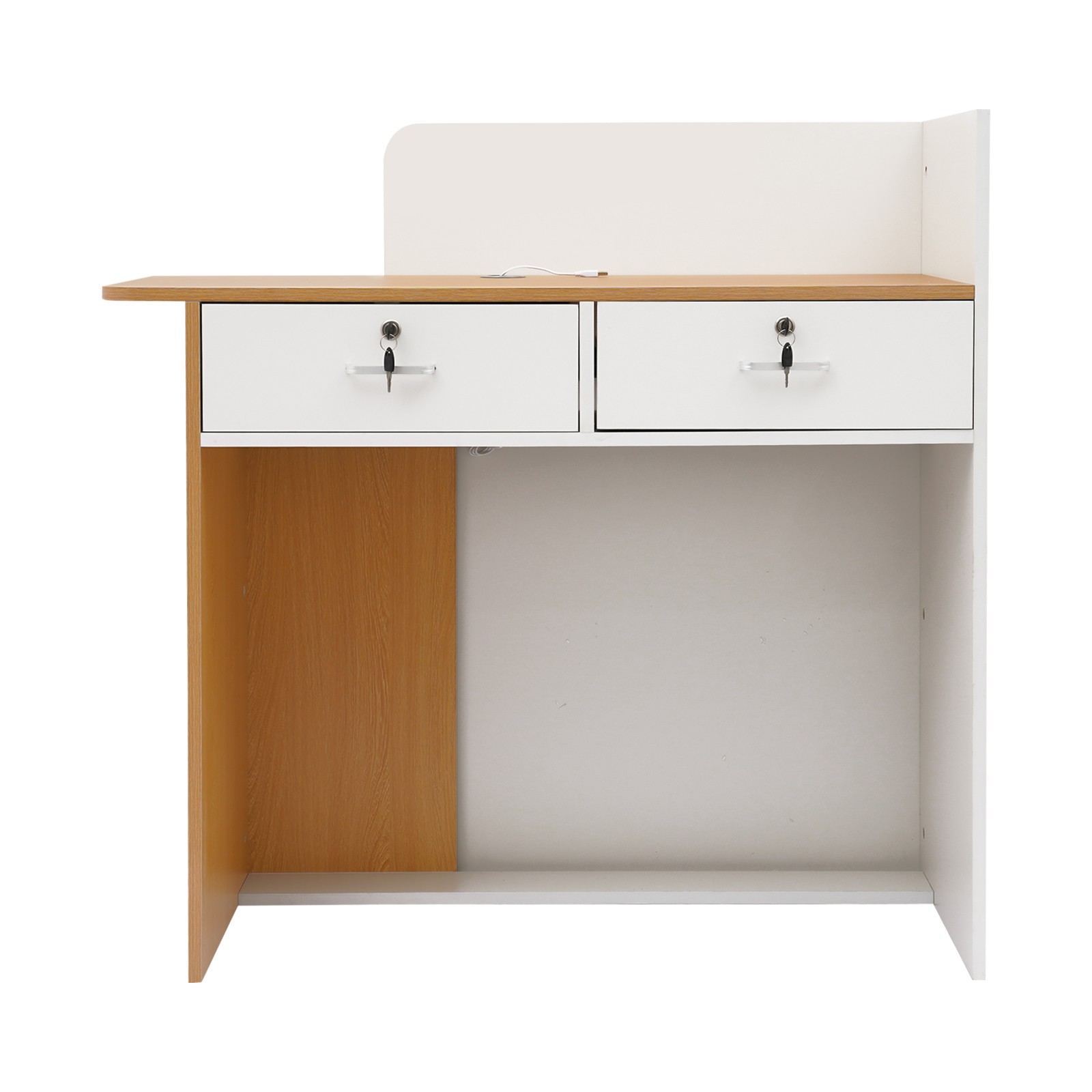 Reception Desk w/Dual LED Light Strips 2 Lockable Drawer Retail Checkout Counter