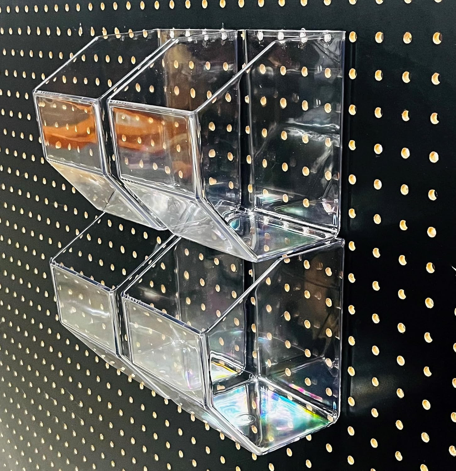 Heavy Duty Clear Acrylic Pegboard Bins Set - 4 Pack for Garage & Craft Storage