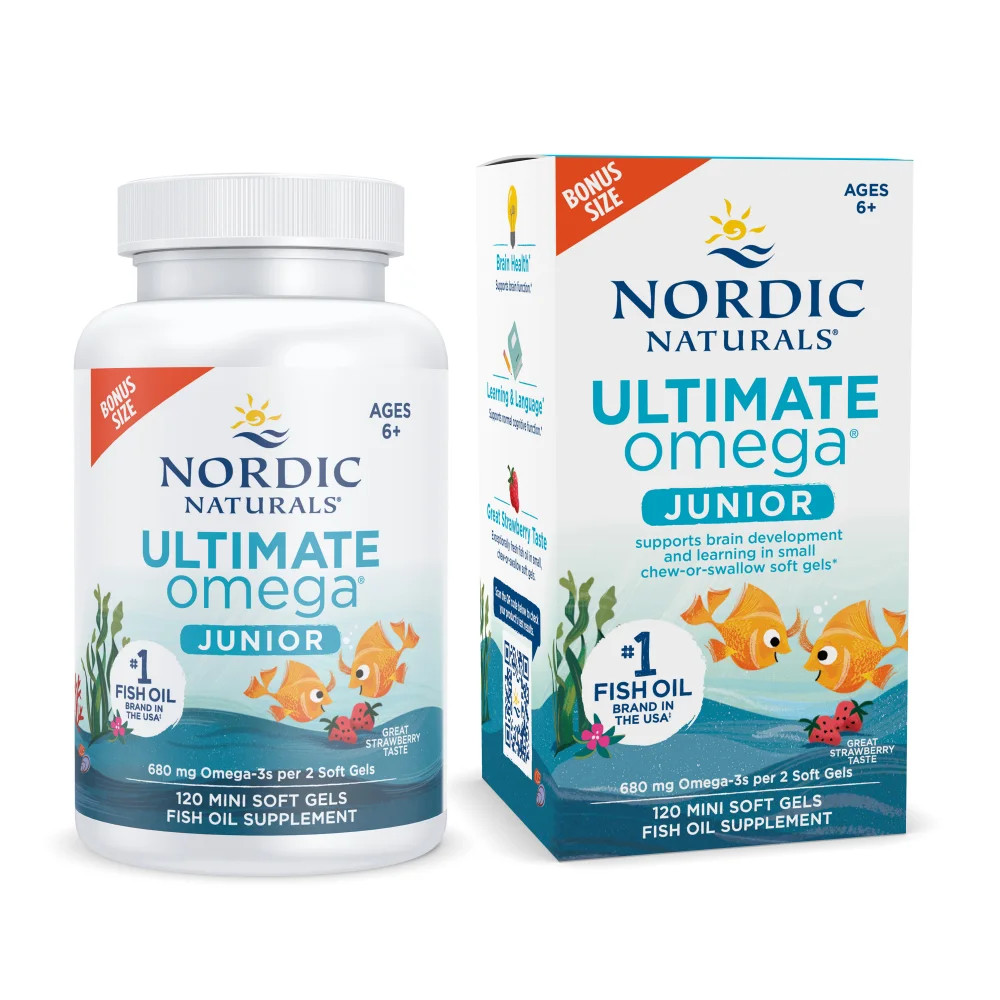 Nordic Naturals Ultimate Omega Junior - Strawberry Soft Gel for Kids, 120 ct