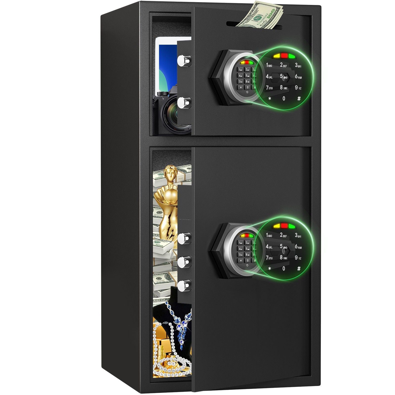 6.0 Cub Home Safe, Anti-theft Safe Box With Deposit Slot & Dual Alarm System