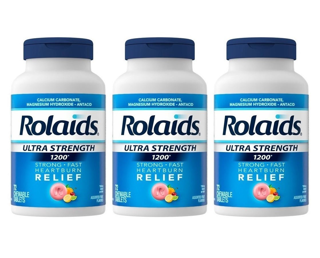 ROLAIDS Ultra Strength 1000 mg, 200 mg Chewable Antacid Tablets FRUIT, 216 Count